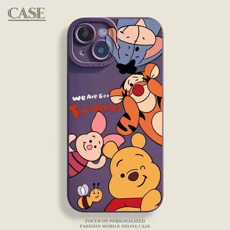 thumbnail image 1 of Disney Winnie the Pooh Liquid Silicone Phone Case For iPhone 15 14 11 13 12 Pro Max X XR XS 7 8 Plus SE2 Protection Back Cover, 1 of 5