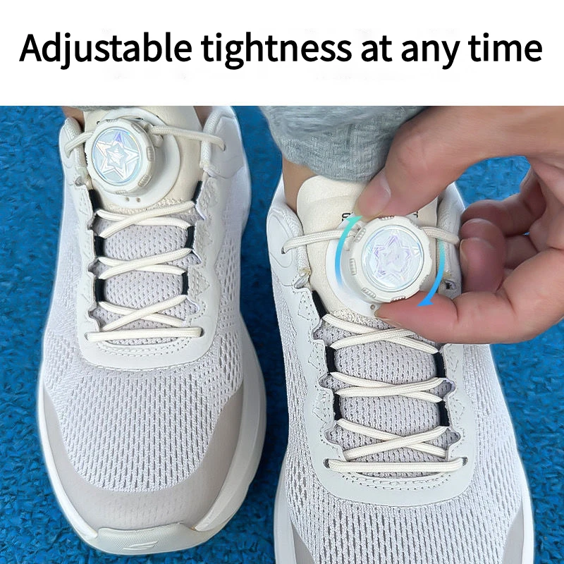 New thick rope round swivel buckle shoelace automatic shoelace sneakers no tie kids adult quick on/off 1 pair Shoelaces Without Ties