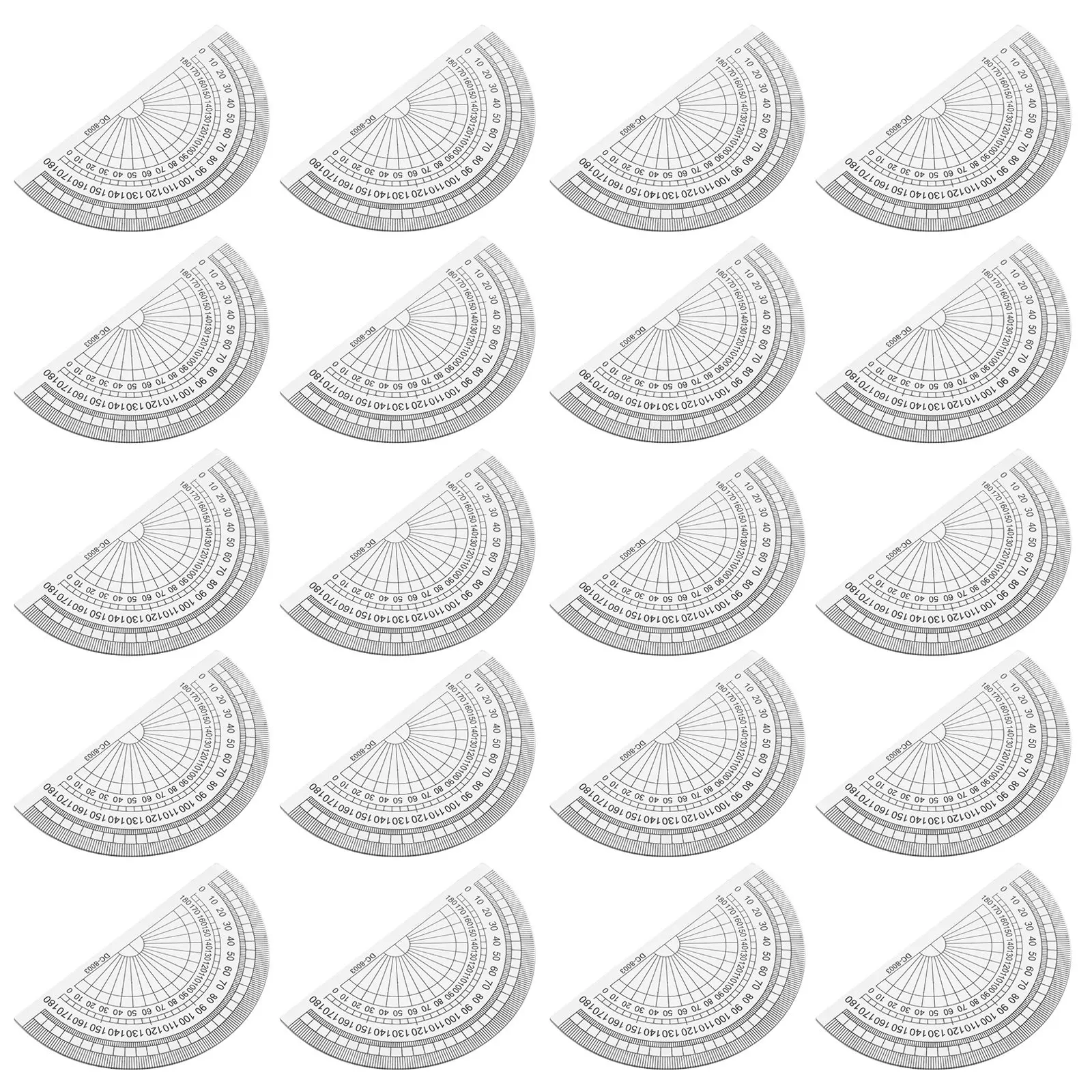 20Pcs 플라스틱 각도기 4 인치 180도 각도 측정 학교 사무실 학생용 자 기술 도면