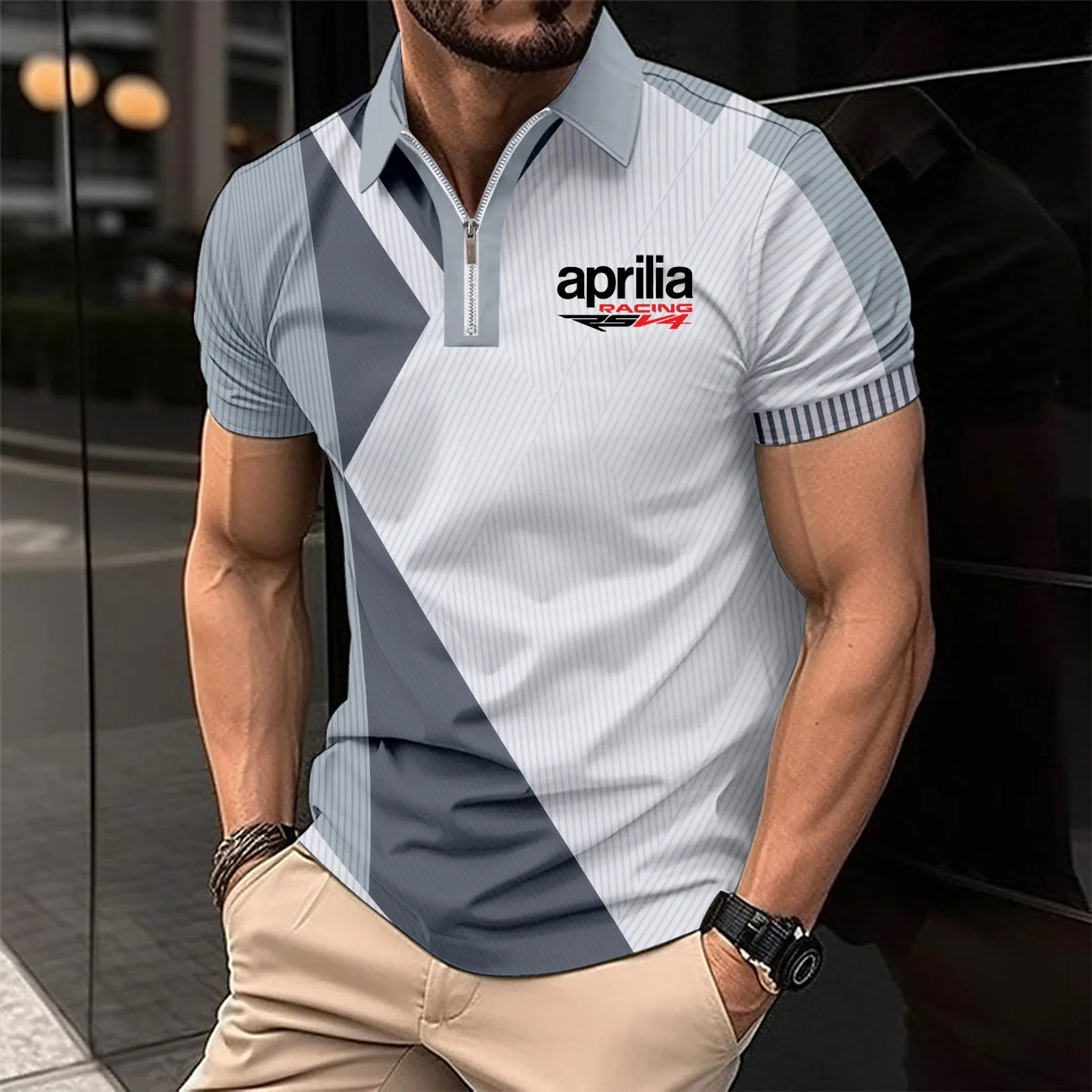 

2024 Summer Aprilia Racing RSV4 Men's POLO shirt Print trend Leisure Harajuku men's clothing lapel T-shirt for men