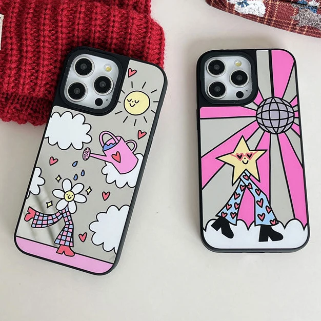 

Mirror Surface Cartoon Star Flower Phone Case Cover for IPhone 11 12 13 14 15 Pro Max Case for IPhone 15 Pro Max