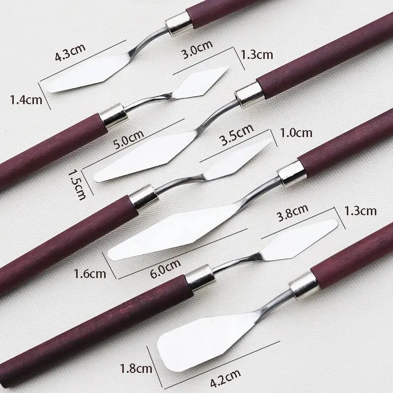 7Pcs Art Spatula Soft Paint Oil Painting Wooden Handle Palette Knife Set Gouache Painting Spatula oil painting knife oil painting scrapers