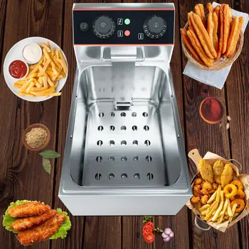 6L / 8L Commercial Deep Fryer，Stainless Steel Countertop Electric Deep Fryer with Basket, Easy to Clean 2