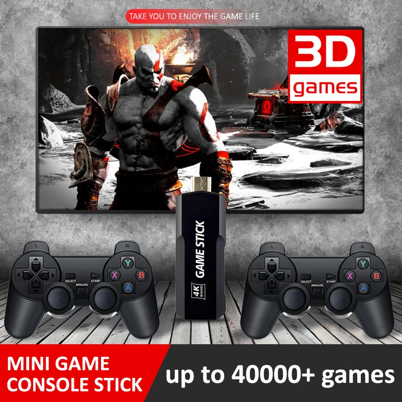 CONSOLE GAME STICK MINI RETRO 4K 10000+ JOGOS 2 CONTROLES SEM FIO  PS1/ARCADE/SEGA/SNES/NINTENDO