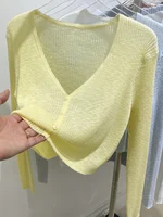 Korean Cardigan Women Thin Summer Casual Solid Feminino Sun-proof All-match Knitted V-neck Sweet Style Candy Color Basic Daily - Image 5