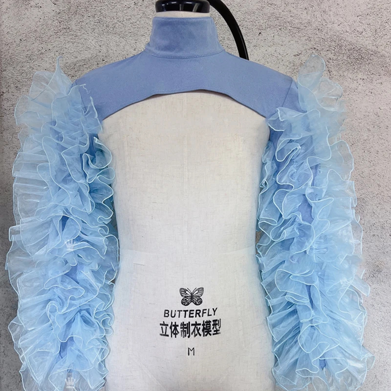 Belly Dance Accessories Gauze Mesh Shawl Shoulder Jazz Dance Stage Performance Accessories Bubble Sleeves Vest Women DJ Singer Dancer Nightclub Costume