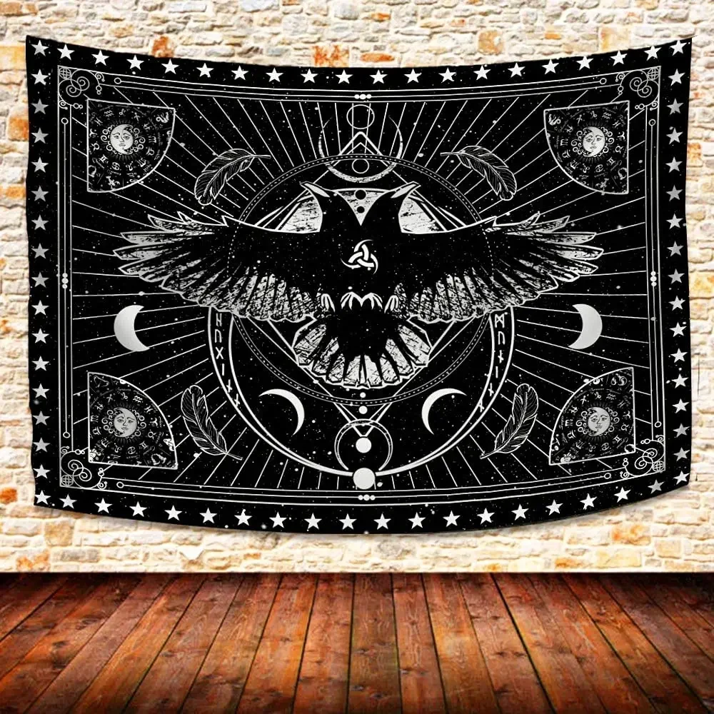 Norse Mythology Vikings Tapestry Mysterious Ancient Runes Totem Tapestries Wall Hanging Art for Living Room Bedroom Home Decor tapestry decorations
