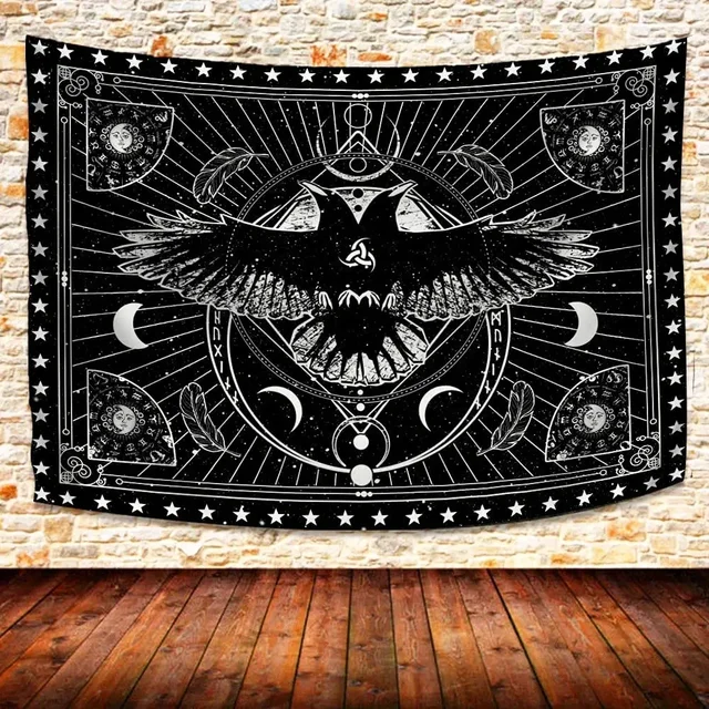 Norse Myenson Vibasin Tapisserie, Mysterious Prairie, Runes Totem Tapisseries, Wall Face Art, Living Room, Bedroom Home Decor 4