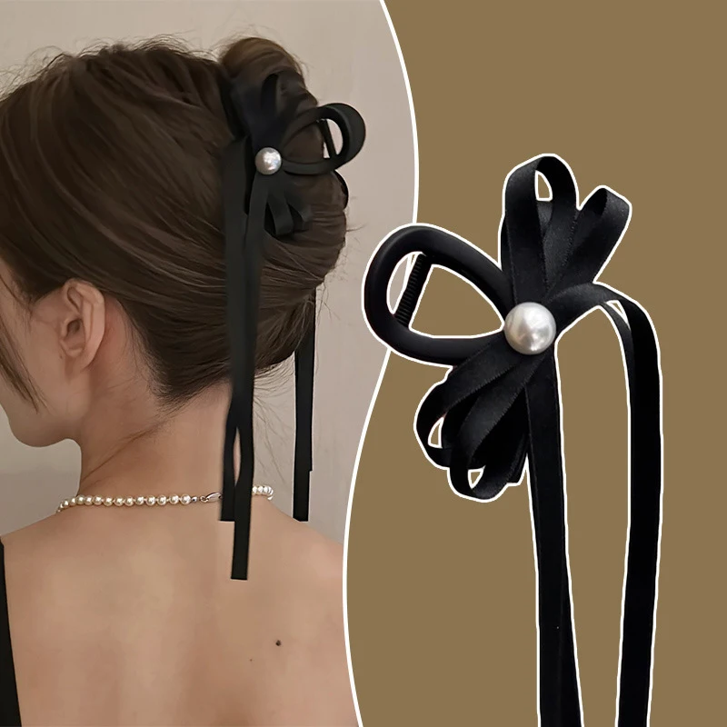 

Заколки для волос с бахромой и бантом женская заколка для волос с жемчугом французский Элегантный Бант-аксессуары для волос в Корейском стиле головной убор в подарок