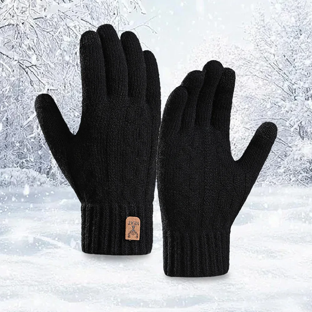 2-Piece Men's Winter Hat And Gloves Fashionable Knitted Hat Cycling Outdoor Set