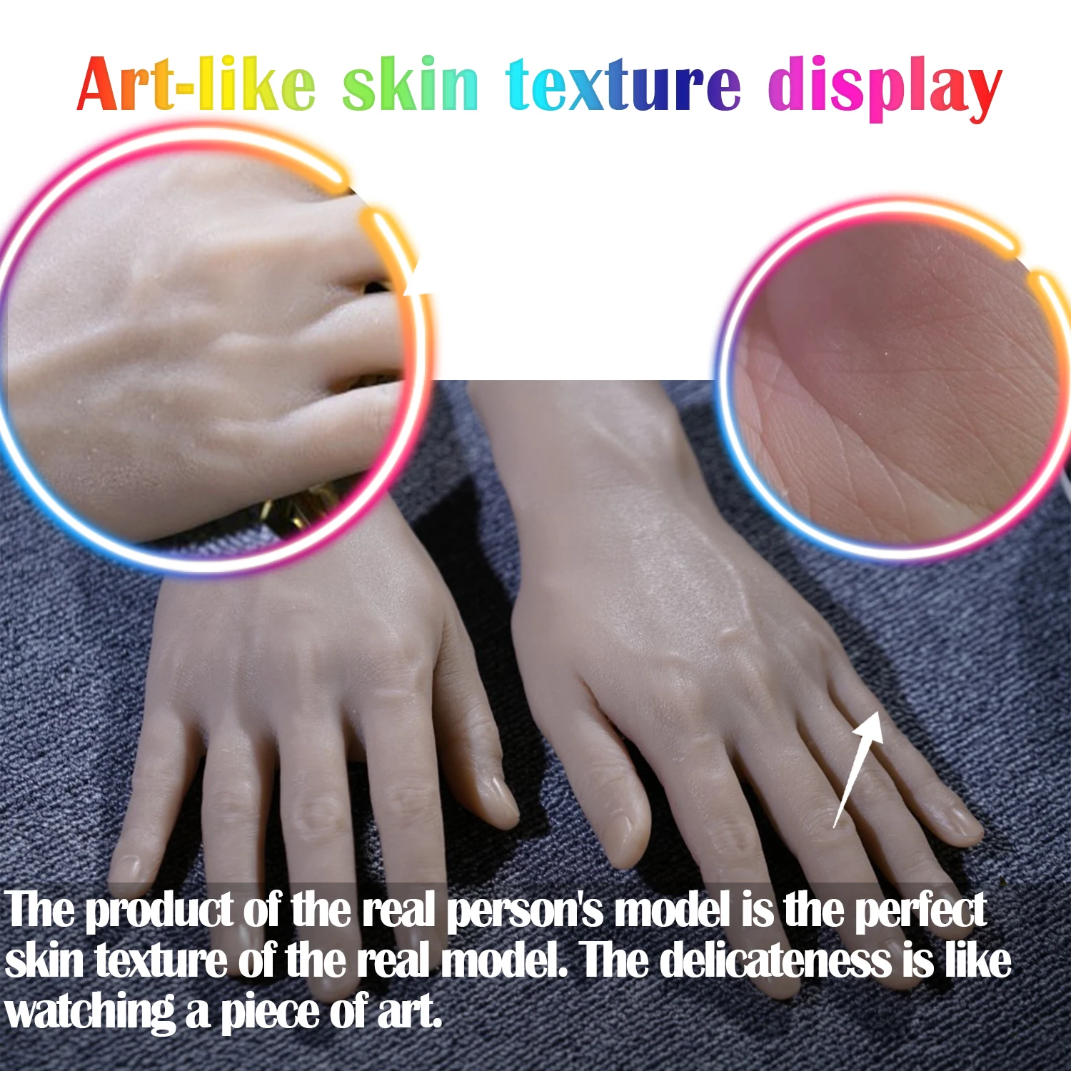 Silikon-Handmodell, männliche Malerei, echte Anteilung, positioniert, medizinischer Unterricht, Nagelkunst, Praxis, lebensechte Hände, TPE S3 – Detail 4
