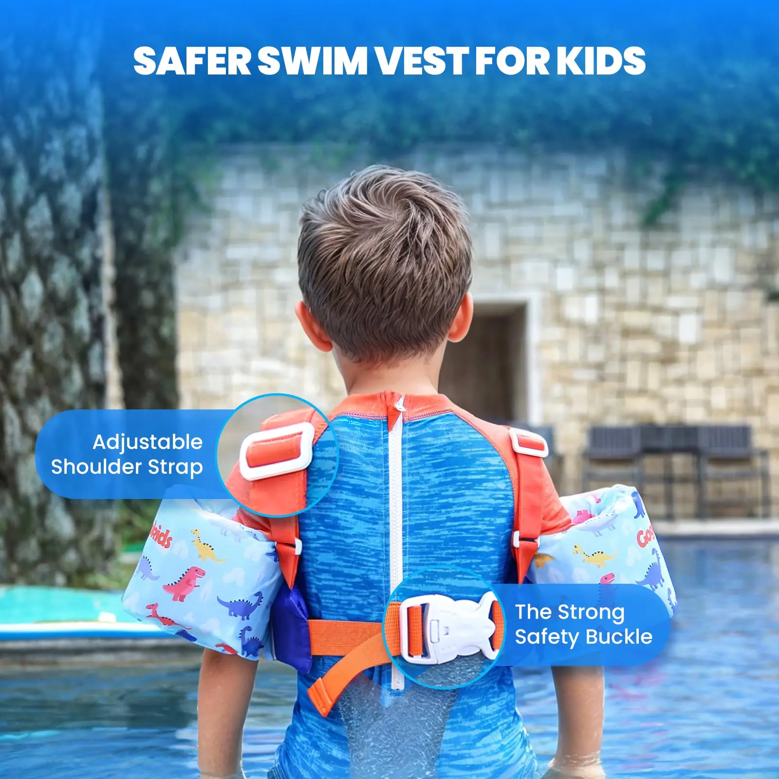 Baby Float Cartoon Arm Sleeve Swimsuit Foam Safety Adjustable Life Jacket Swimming Training Floating Pool Float Swimming Ring 3
