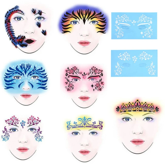  16 Pieces Carnival Face Stencils Reusable Face Paint