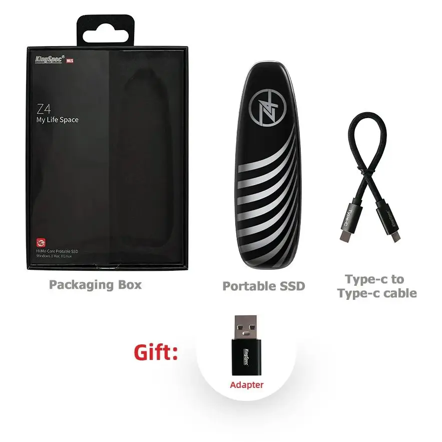 KingSpec Portable SSD Externo 1tb 2TB 512GB 4TB M.2 PCIe HD 1050mbps Type C External Hard Drive USB 3.1 Drive Laptop Desktop external hard drive