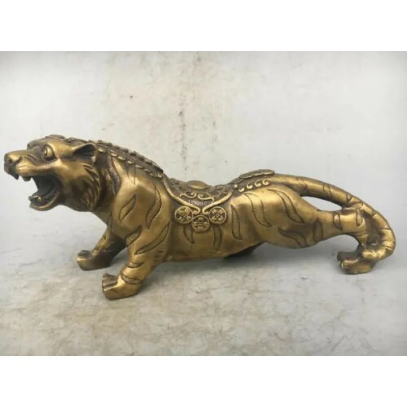 

13'' copper home feng shui wealth treasure animal tiger statue