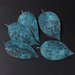 Elegant Mixed Gold Electroplated Leaf Pendant Set - 5 - Piece Natural Charm Collection (Blue Black)