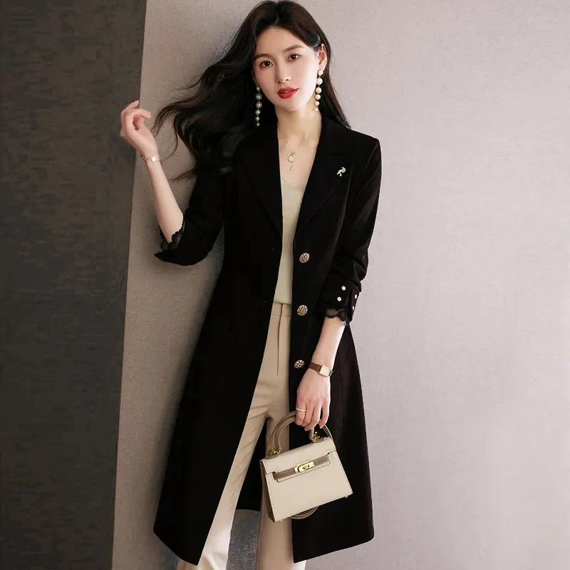 

Women's Windbreaker Jacket Women's 2023 Spring New Western Style Waist Slimming Western Style Windbreaker Women's Long Section.