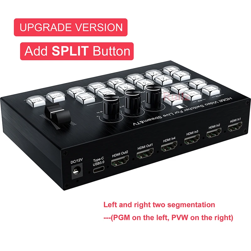 4K 4 Channel HDMI Video Switcher Multi Camera Live Streaming Broadcast Productio