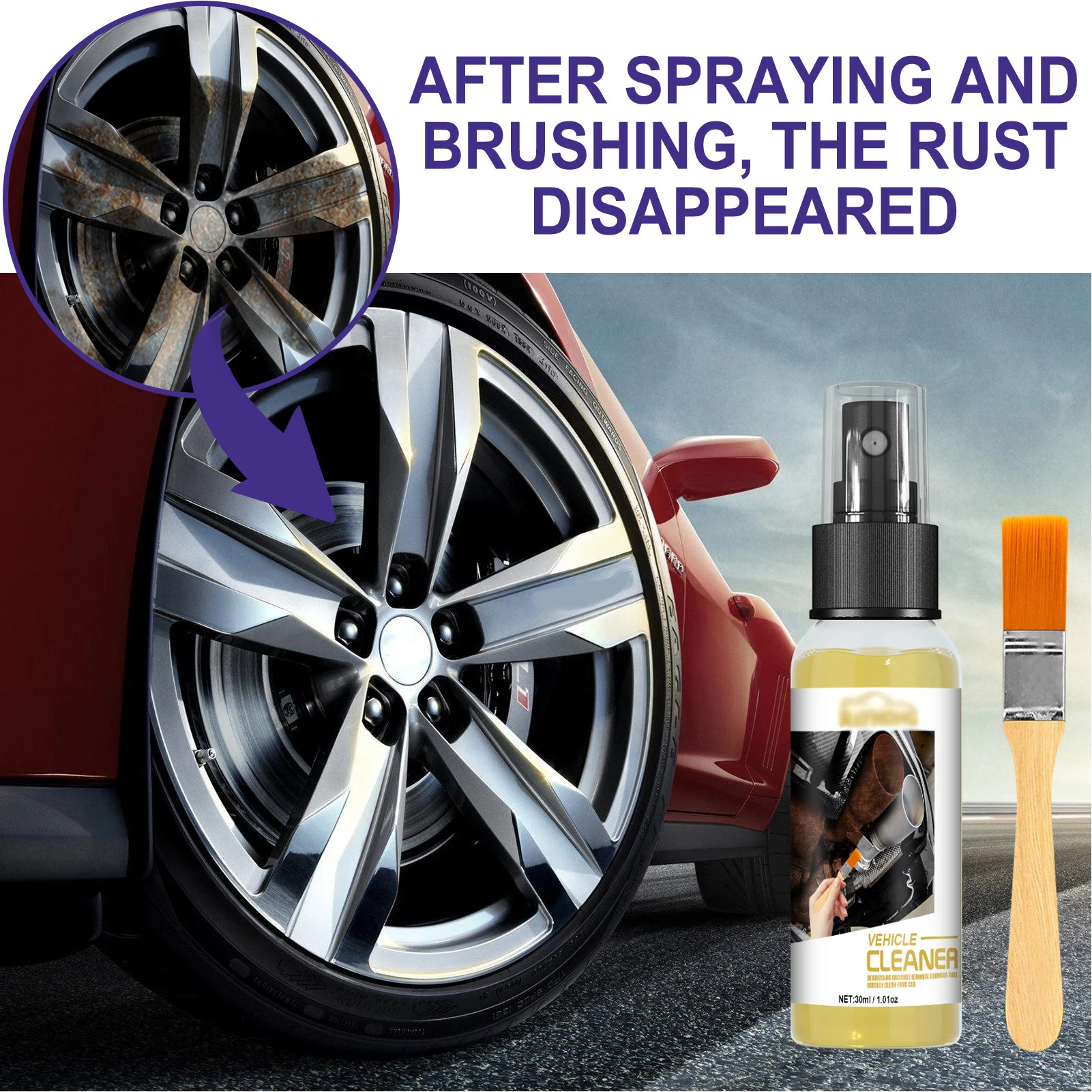 Car Wheel Cleaner Rust Remover Spray For Car Detailing Removes Brake