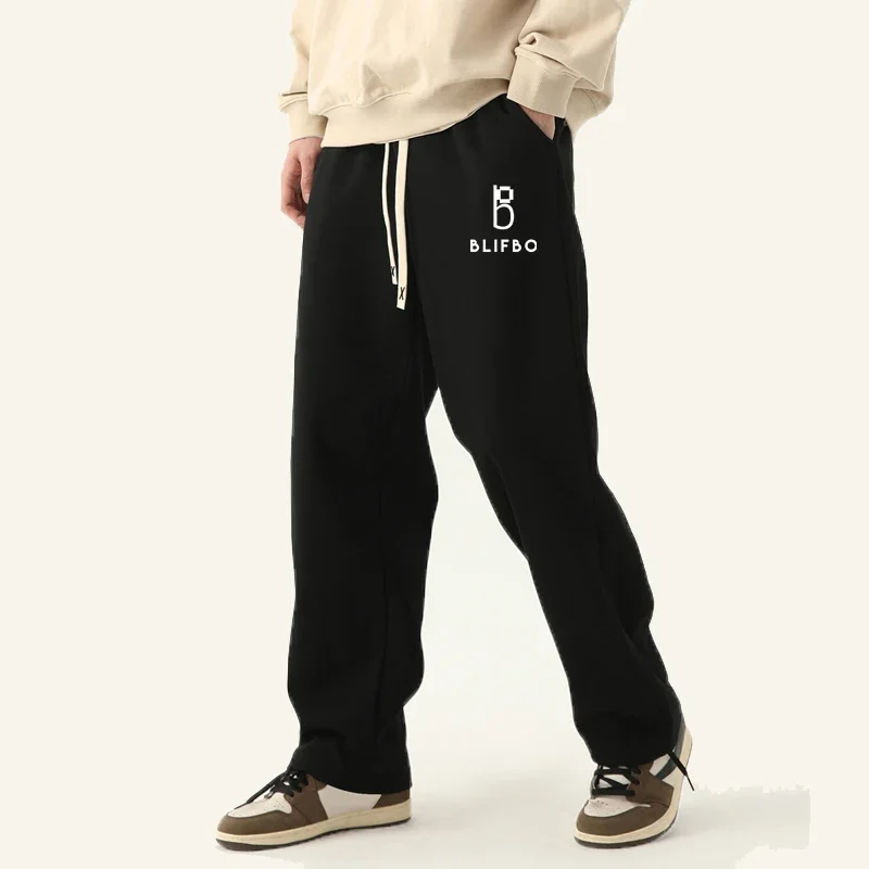 

2024 New Alphabet Print Men's Casual Pants Fashion Jogging Clothing Sporty Loose Black Pants High Street Wear Mens