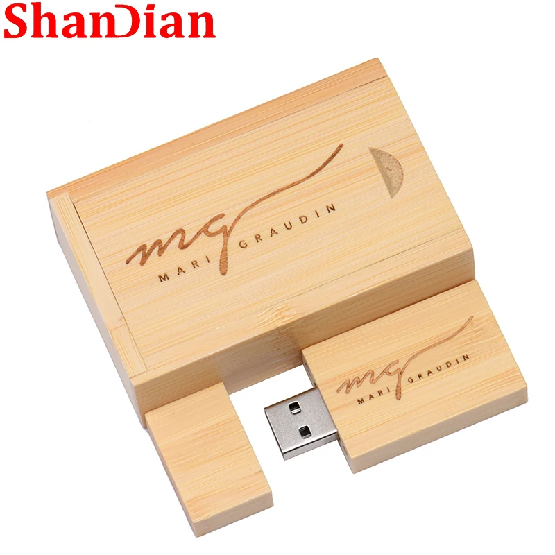 Free Custom Logo 64GB BOX+USB Wedding Gift 32GB Pen Drives Photography Studio 16GB Flash Drive Memory Stick Wooden 8GB U Disk