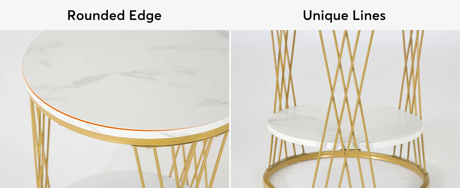 Moderner Stuhl mit weißem Sitz und Rückenlehne, mit goldfarbenen Metallbeinen in einem einzigartigen Kreuzmuster. Die Nahaufnahme zeigt Details mit abgerundeten Kanten