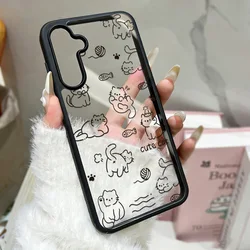 Cartoon Cat Phone Case with Wrist Strap Cover - Galaxy S23 Ultra (MM10)