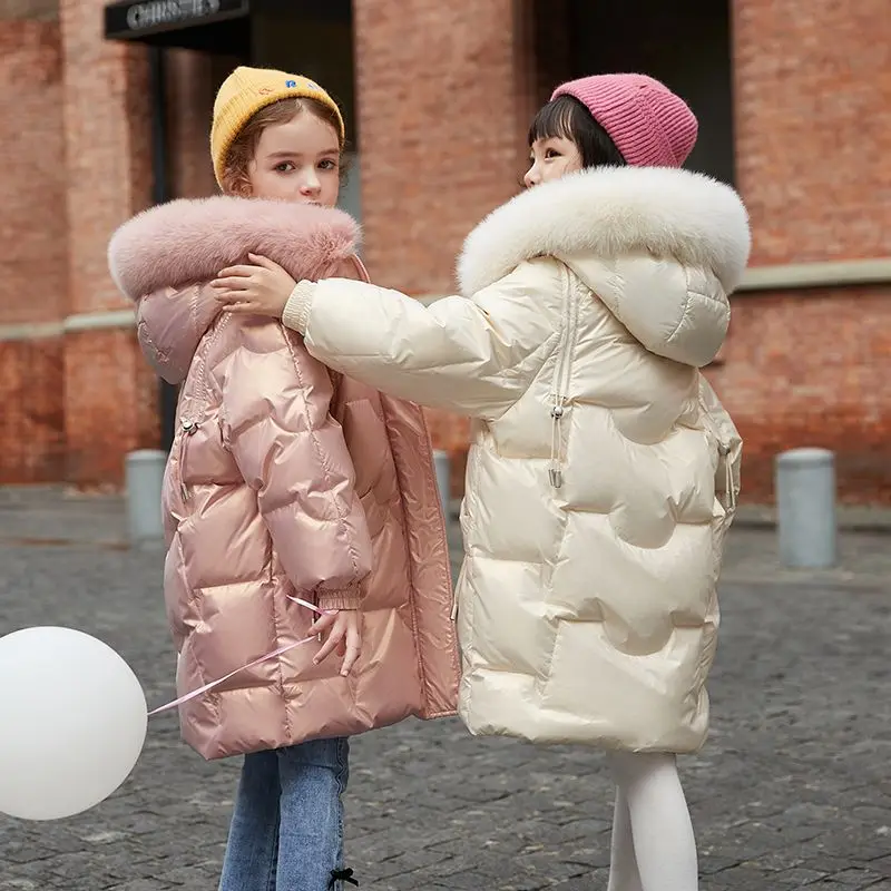 

Girls Winter Parkas Teen Young Girls Warm Coat Outerwear Teenage Outfit Children Kids Girls Fur Hooded Jacket for 2-12 Years T43