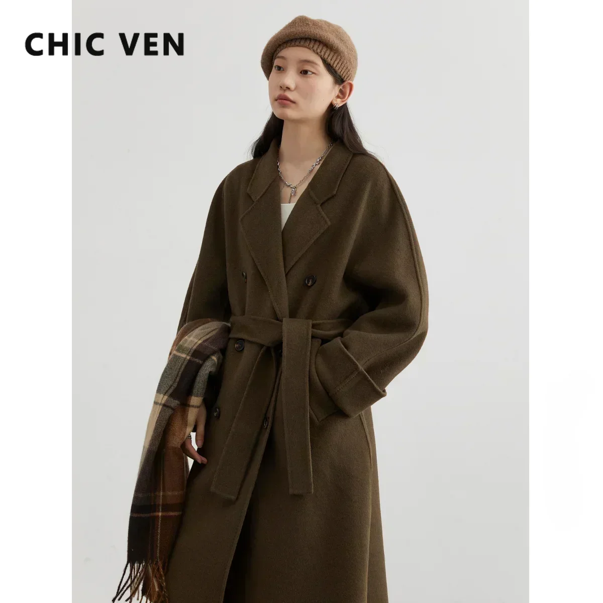 Girls Winter Coat Girls Outerwear CHIC VEN Women Long Woolen Coats Retro Loose Female Overcoat Double Breasted Ladies Double Sided Topcoat Autumn Winter