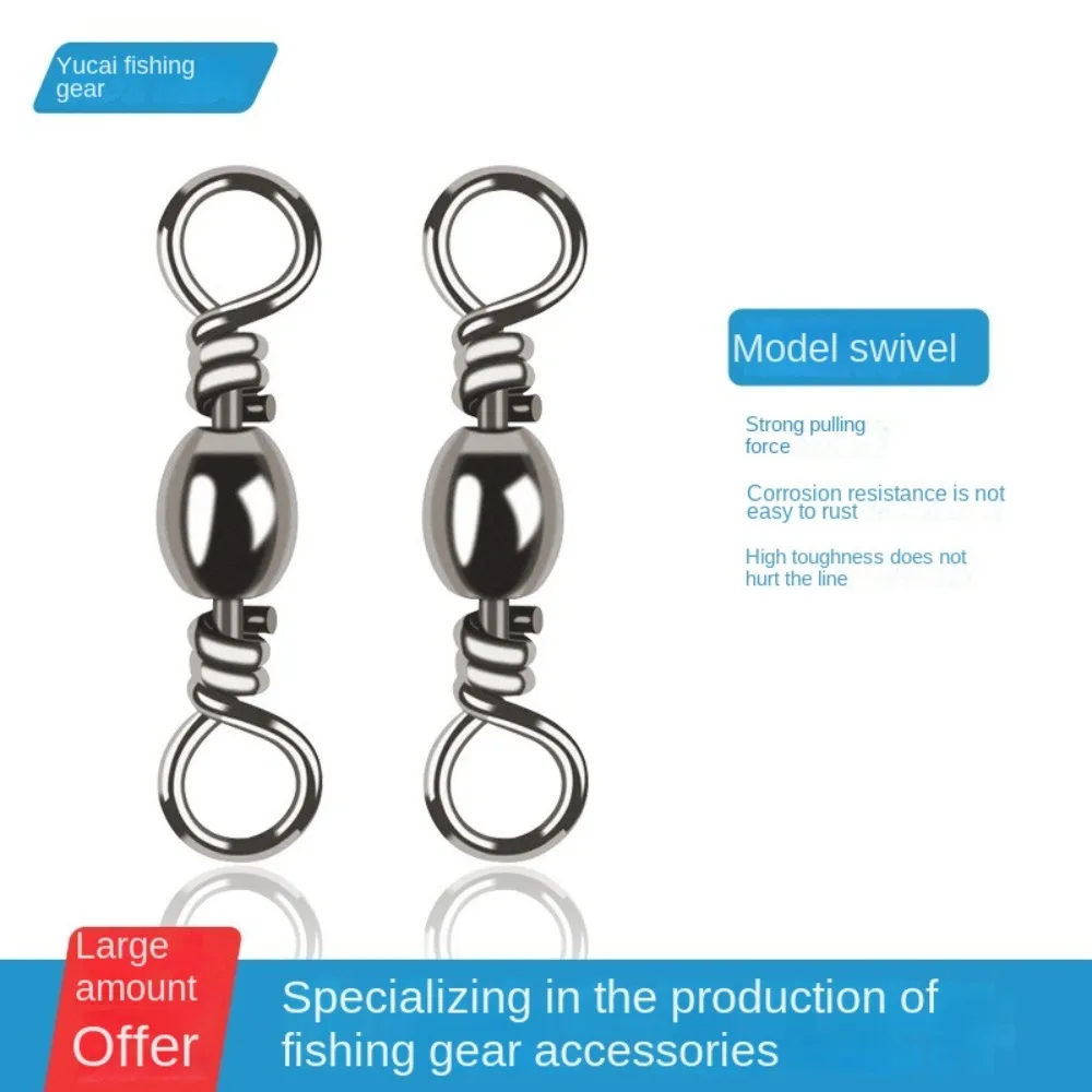 100pcs Solid Ring Fishing Snap Connector Stainless Steel Swivel ring Fishing Connector 360 degree rotation