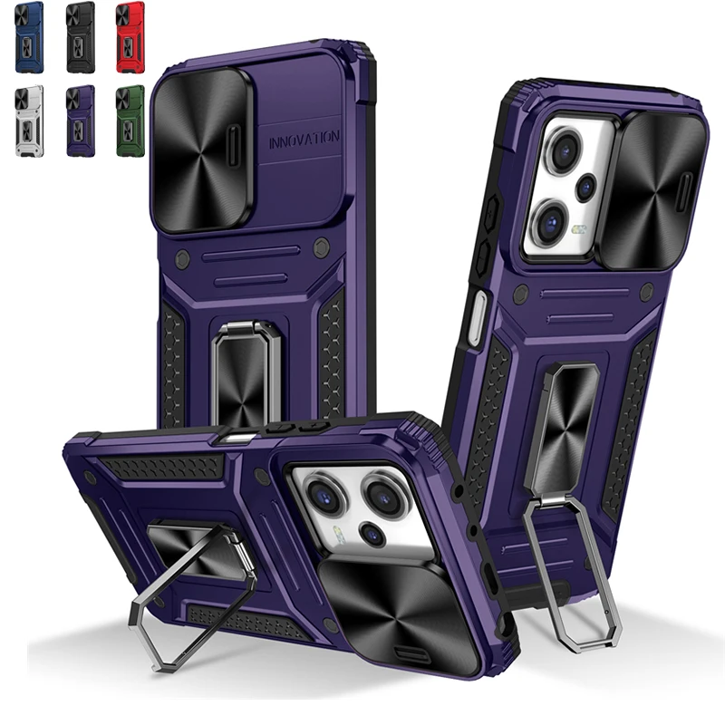 Per Cover Xiaomi Redmi Note 12 Pro 5G Case Redmi Note 12 Pro 5G Capas Ring Holder Slide Camera Lens Case Redmi Note 12 Pro 5G