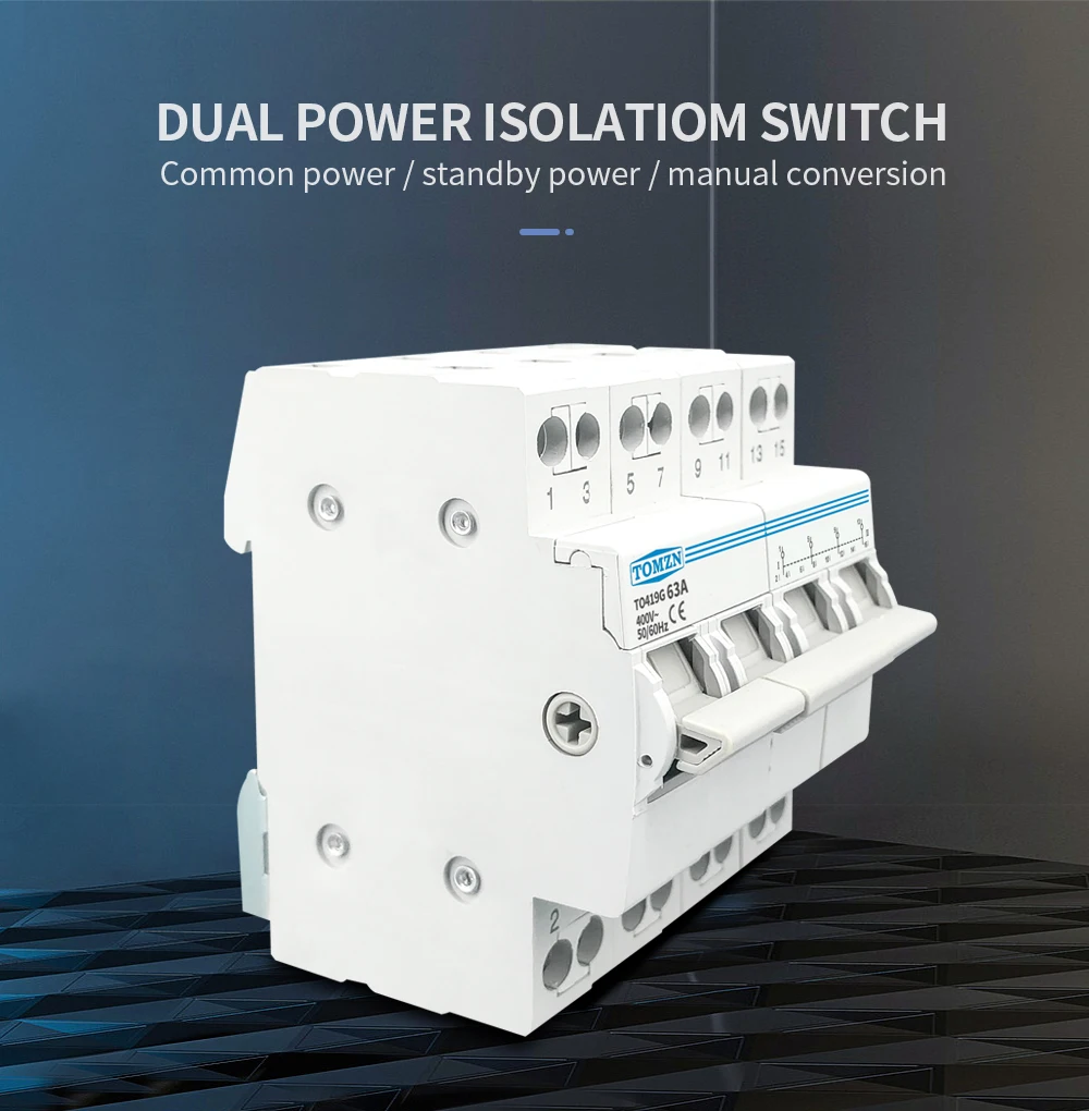 Description Picture 4 of item4P 63A TOMZN MTS Dual Power Manual Transfer Isolating Switch  Interlock Circuit Breaker