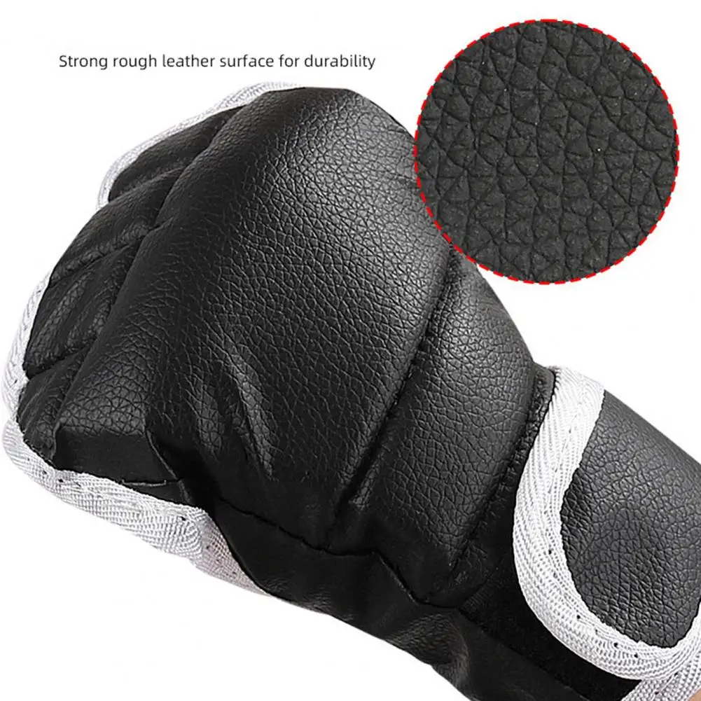 1 Pair Boxing Gloves Breathable Fighting Punching Gloves Shock Absorbing Hand Wrist Faux Leather Kickboxing