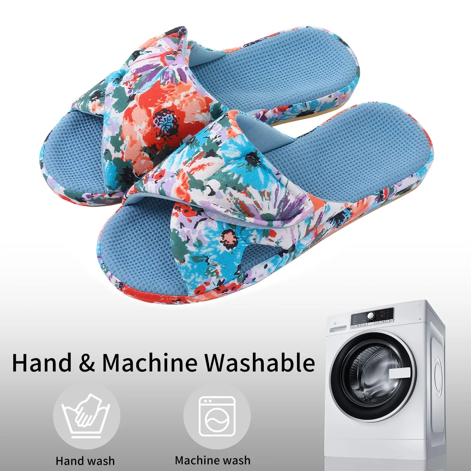 Comwarm Waffle Indoor Cotton Slippers For Women Open Toe Anti