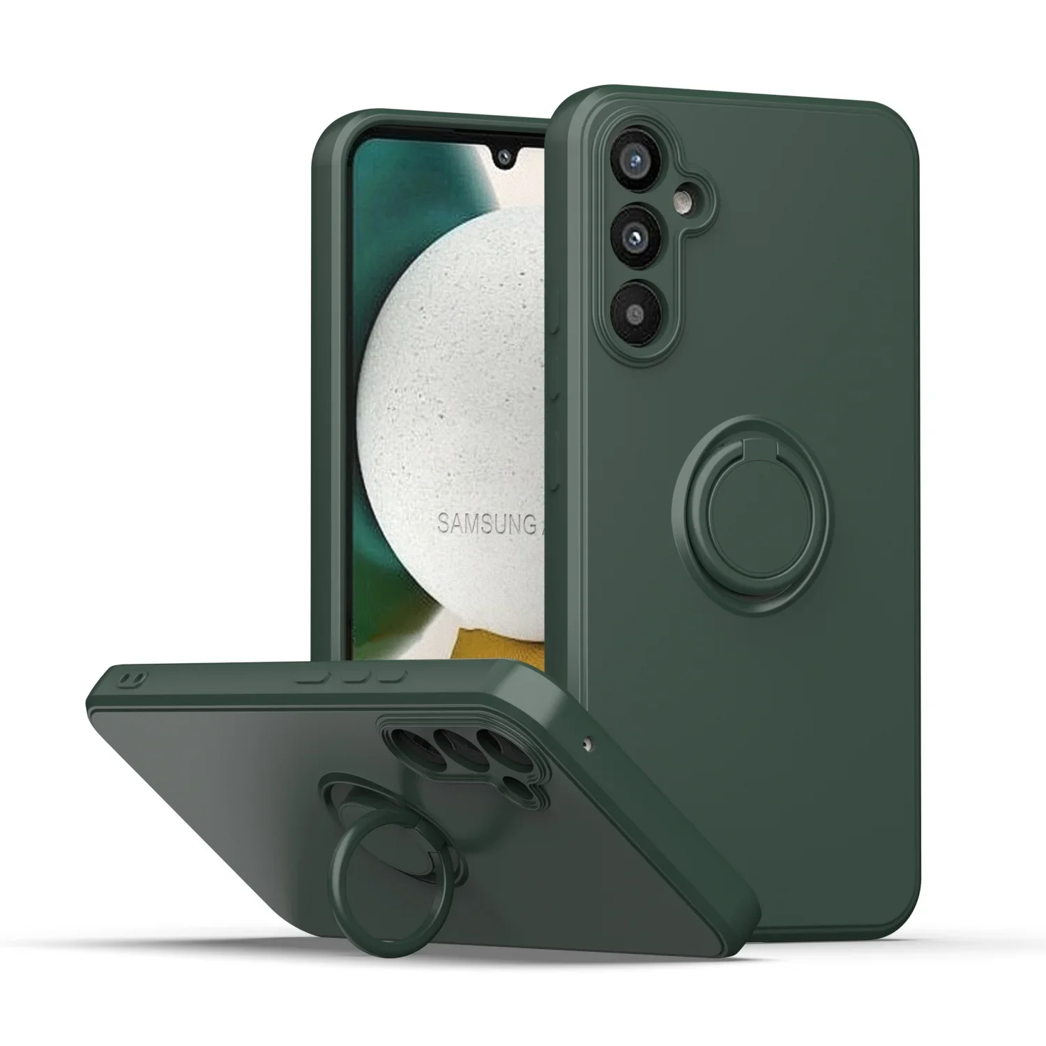 Magnetic Holder Ring Case - Liquid Silicone Phone Cover