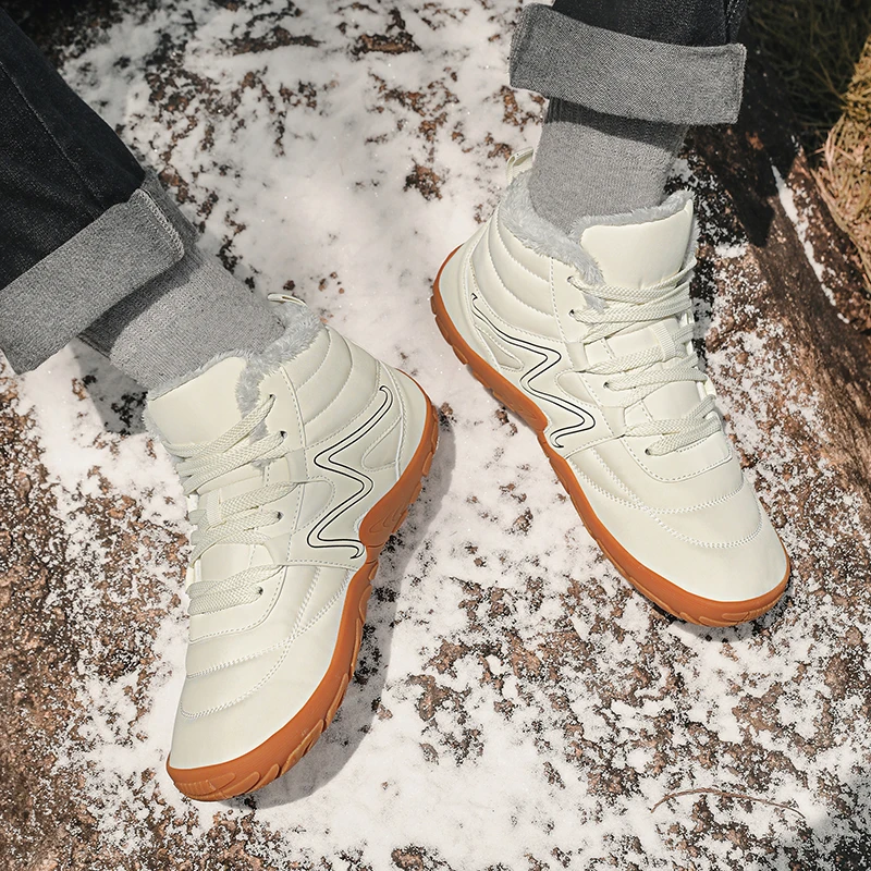 New Winter Boots For Men Snow BareFoot Outdoor Non-slip Warm Fur Casual Sneakers Plus Size Lightweight Ankle Boots Hiking Shoes