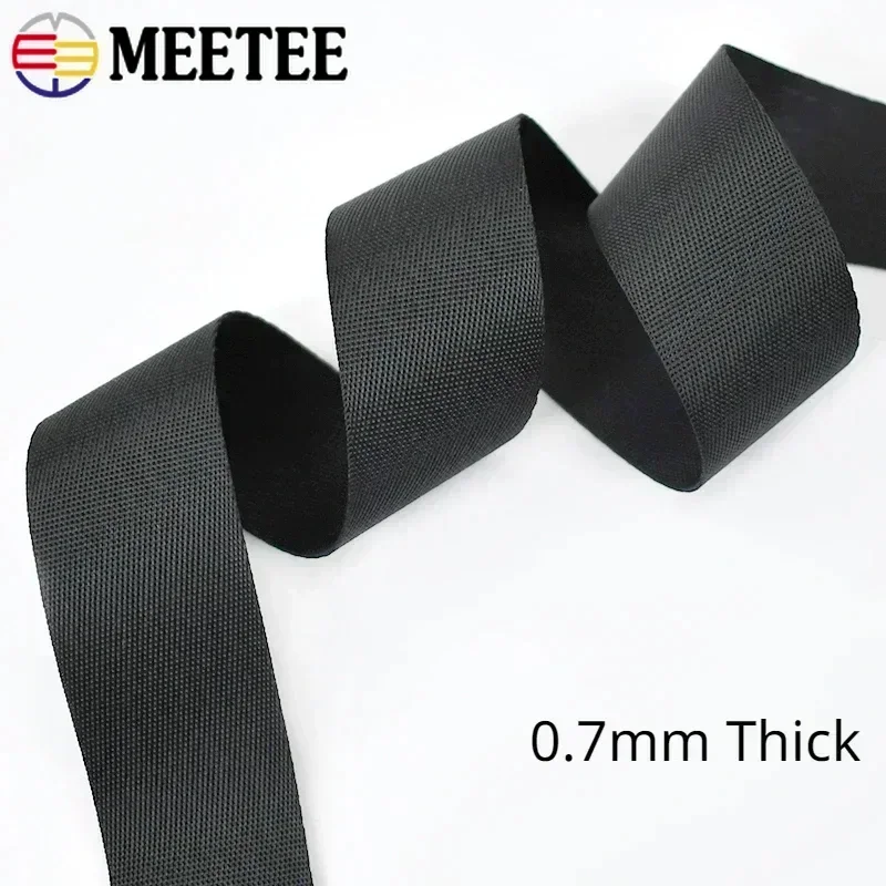Durable Black Nylon Webbing Straps for DIY Sewing and Craft Projects - 5M Roll, 10-100mm Width