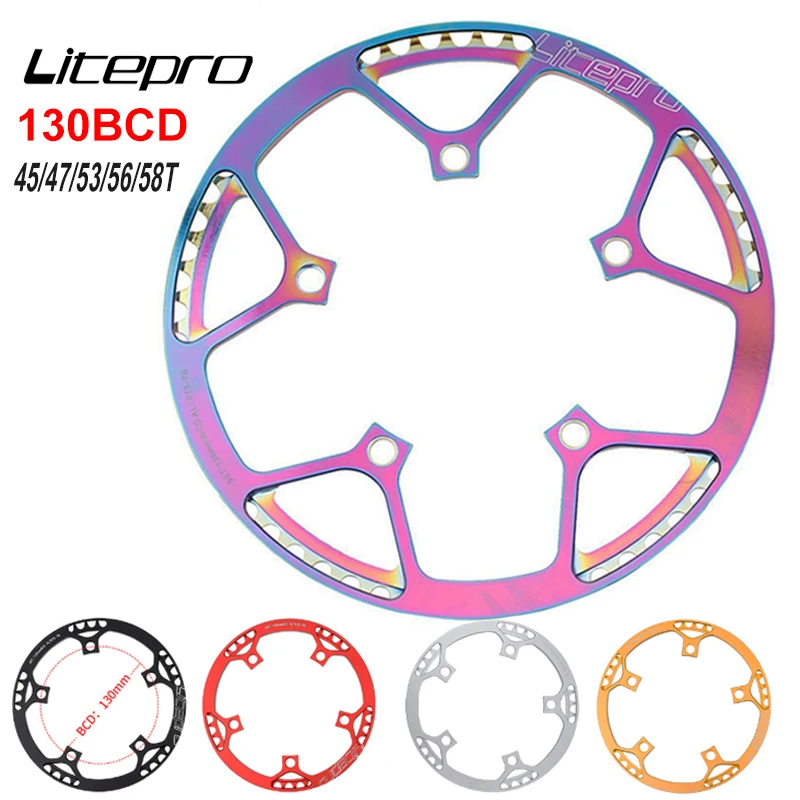 Litepro Folding Bicycle Bmx Chain Wheel 45/47/53/56/58t Bcd130 Aluminum