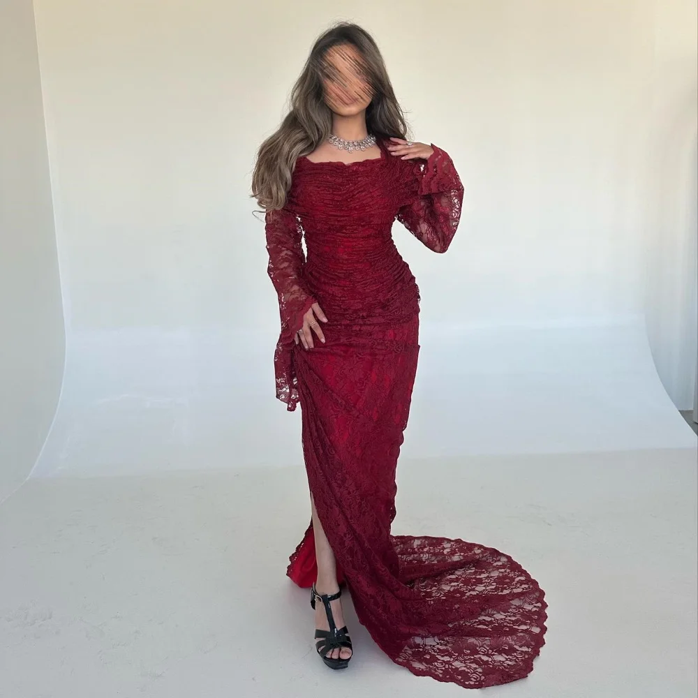 

Epoch Long Evening Dress فساتين مناسبة حسب الطلبTrumpet Floor-Length Elegant Square Collar Lace Prom Gown For Lovely Women 2024