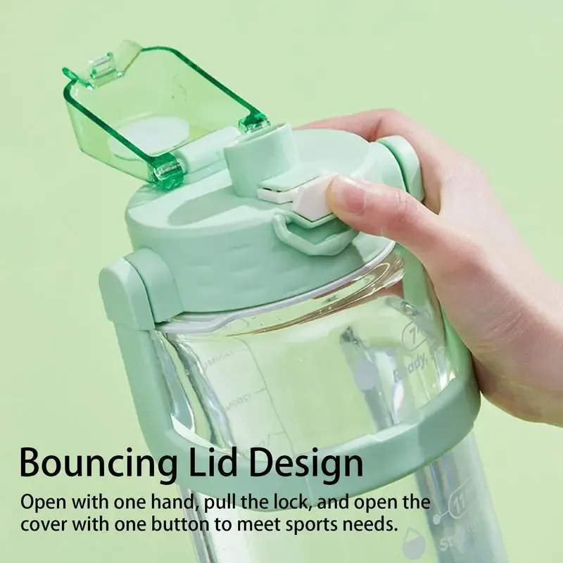 1800ML Travel Water Bottle Teens Sports Water Bottle With Lid Reusable Portable Straw For Teens Gym Outdoor Sports