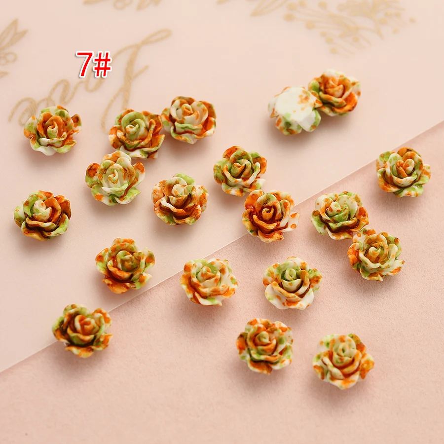 Set of 100 Miniature Resin Rose Flatback Cabochons for Crafting and Decoration