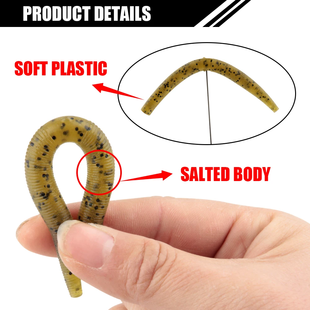 Spinpoler Senko Worm Bass Fishing Lure Soft Plastic Rubber Stick Bait With  Salt For Wacky Rig