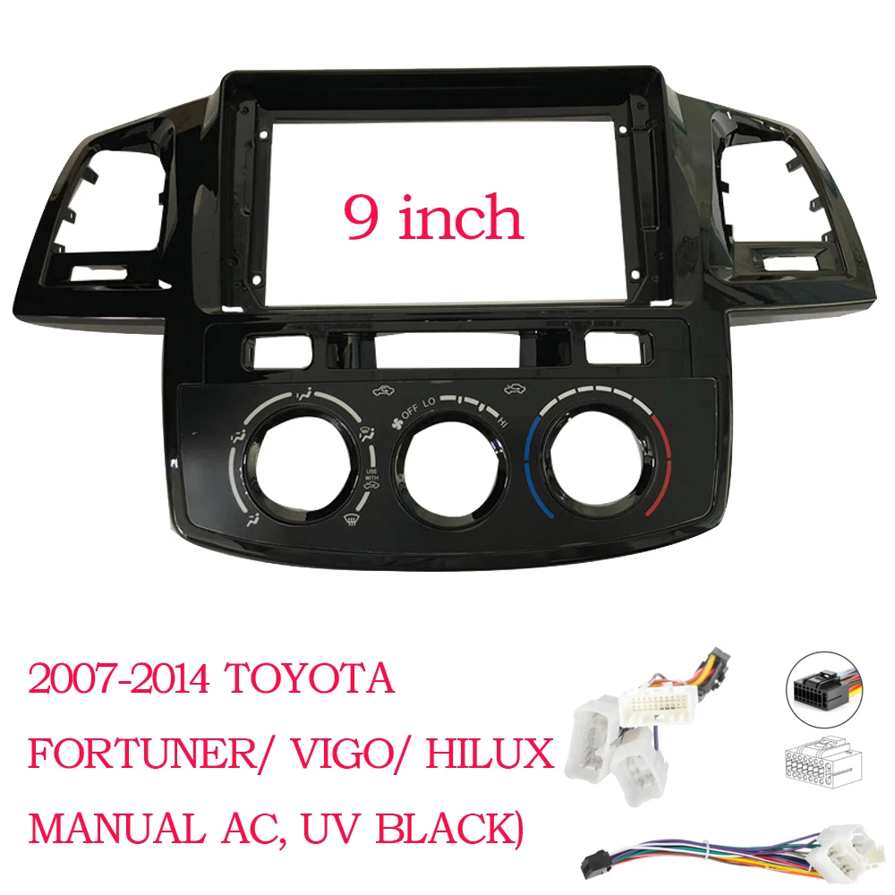 

BYNCG 2 Din 9 Inch Car Radio ABS PC Plastic Fascia Plane Frame for TOYOTA Fortuner Hilux 2005-2014 Dash Kit
