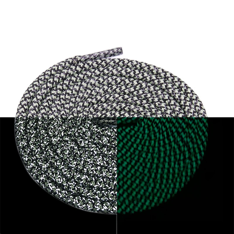 Weiou New 0.5 Cm Diameter Creative Reflective And Fluorcscent Shoelaces Night Running Safety Sneaker Laces Black White Green