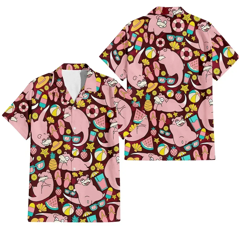 Men Shirts Funny Animal Cartoon Men's T-shirt Hawaiian 3D Print Men's Summer Loose Beach Oversize Short-sleeve T-shirt Clothes