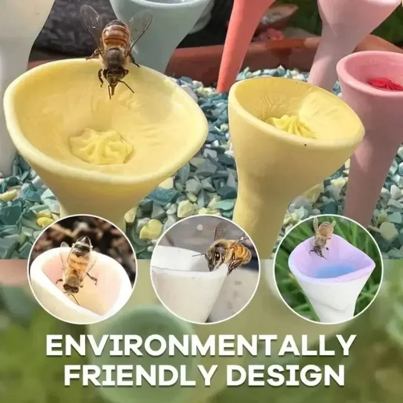 

2024 New Bee Insect Drinking Cup Resin Five Flower Bee Drinker Cup Easy To Use Garden Balcony Bee Insect Colourful Drinking Cup