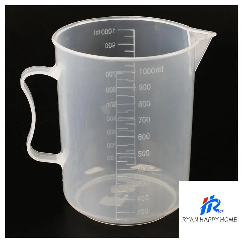 4X 1000Ml Transparent Graduated Beaker With Handle