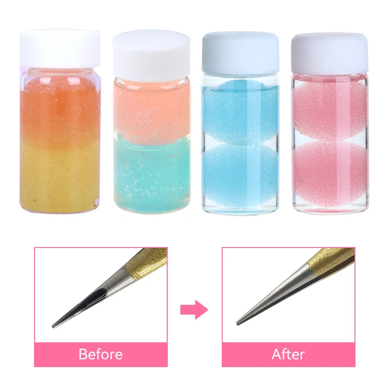 30ml Eyelashes Tweezers Cleaner Eyelash Extension Tweezers Cleaning Tools with Glue Remover Liquid and Sponge Ball Cleaning Glue eyelash tweezers eyelash glue remover eyelash makeup tool