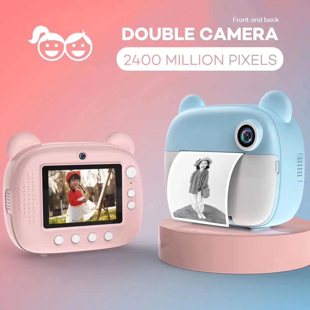 Children's Instant Print Camera Thermal Printing Photo Printer with Thermal Paper Roll Kid's Digital Camera Video Birthday Gift Instant Printing Camera
