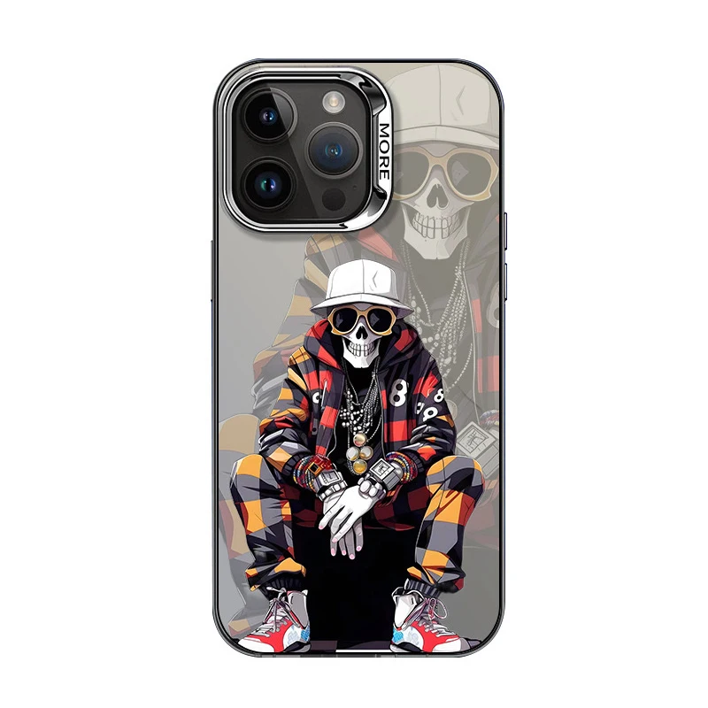 IPhone 15 Pro Max Case, Cool Cartoon Fashion, Skull Graffiti, Color Laser Printing Phone Case, Apple iPhone 14 Pro Max 13 12